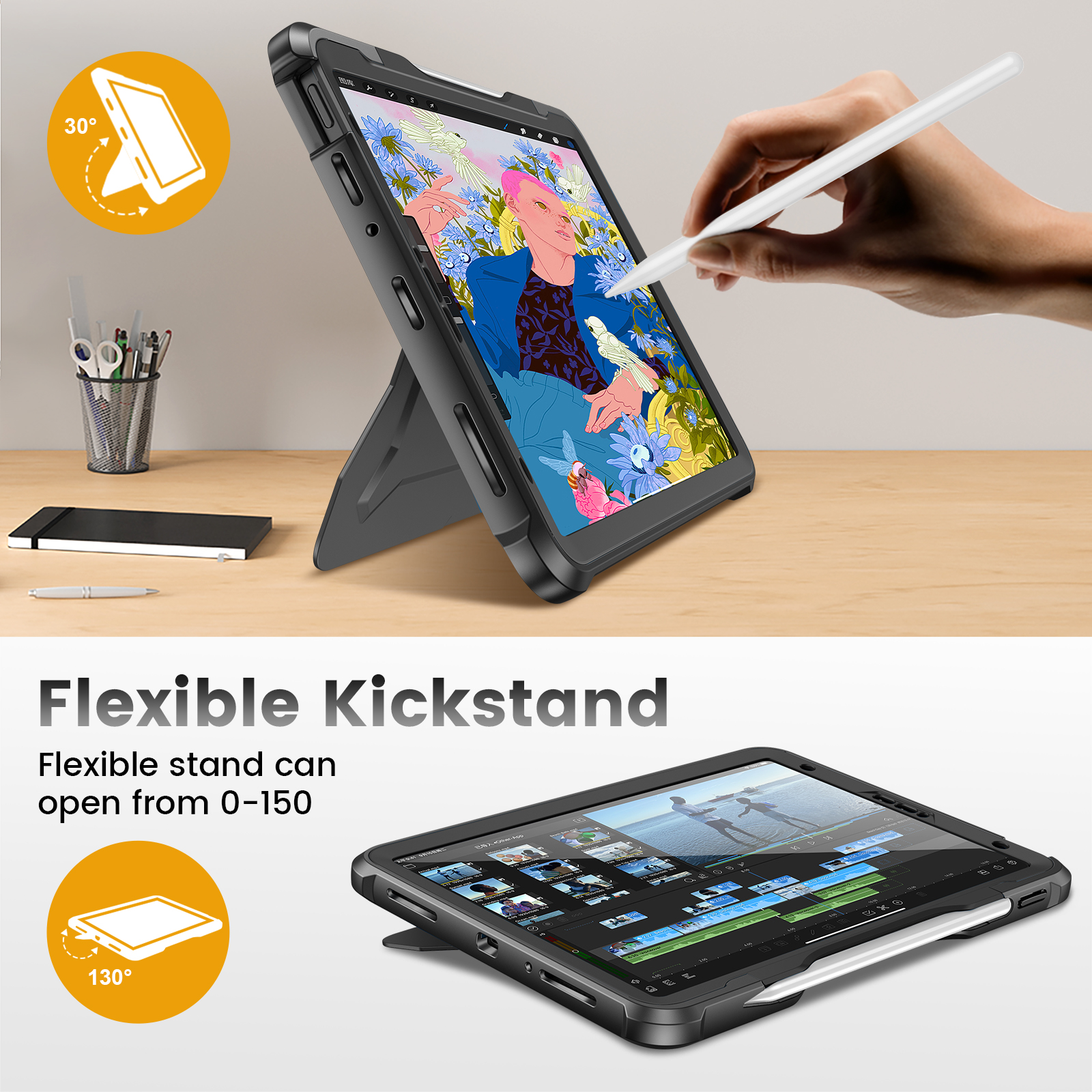 NEW Kickstand TPU rugged case for iPad 10.9 " 2021/2020 / for iPad pro11 2022with Screen Protector